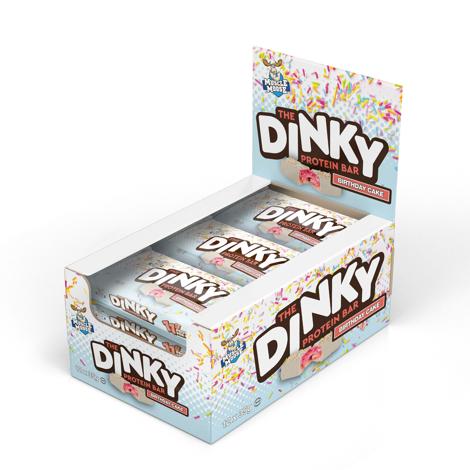 The Dinky Protein Bar Birthday Cake – 12 Pack – Muscle Moose