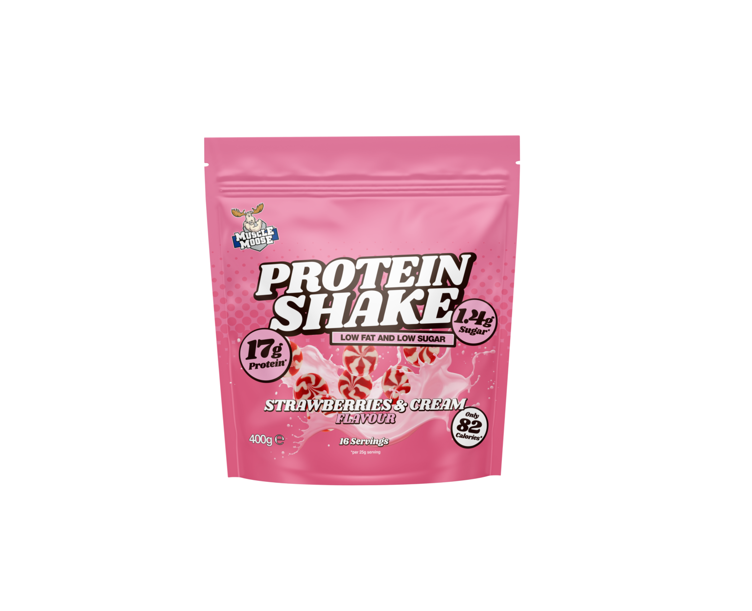 Muscle Moose Protein Shake Strawberries and Cream 400g Muscle Moose